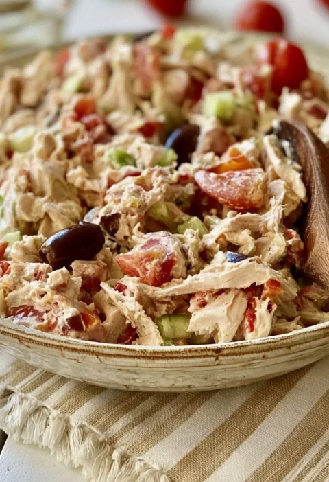 Insalata di pollo fresca con verdure, ideale per un pasto leggero e sano