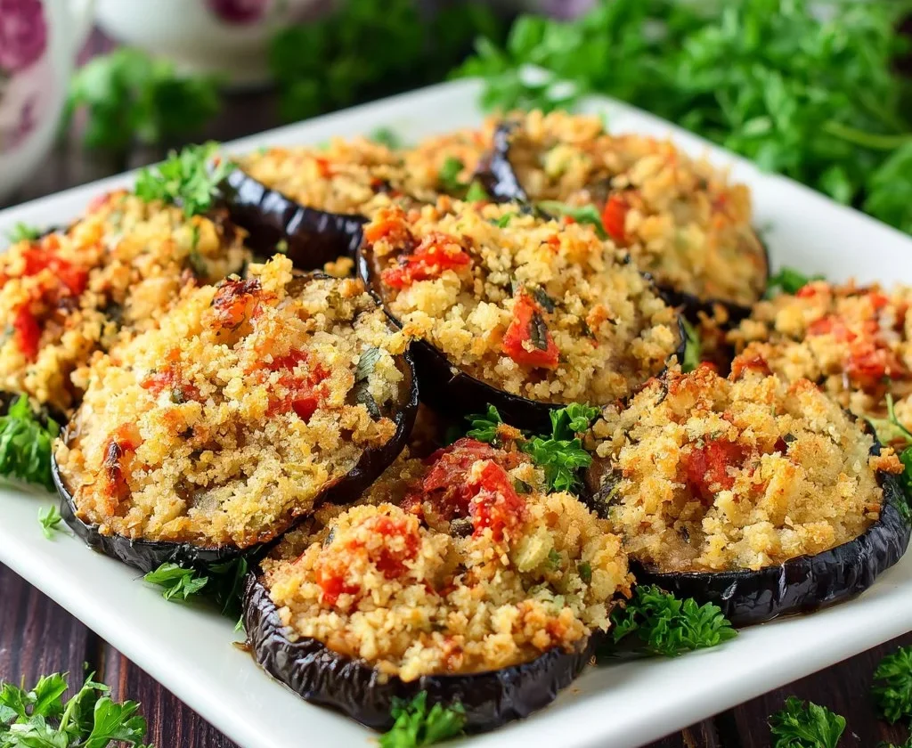 Piatto di Melanzane Gratinate al Forno con formaggio e spezie