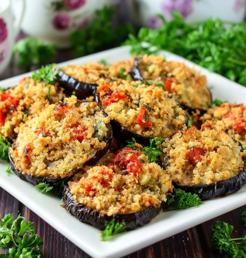 Piatto di Melanzane Gratinate al Forno con formaggio e spezie