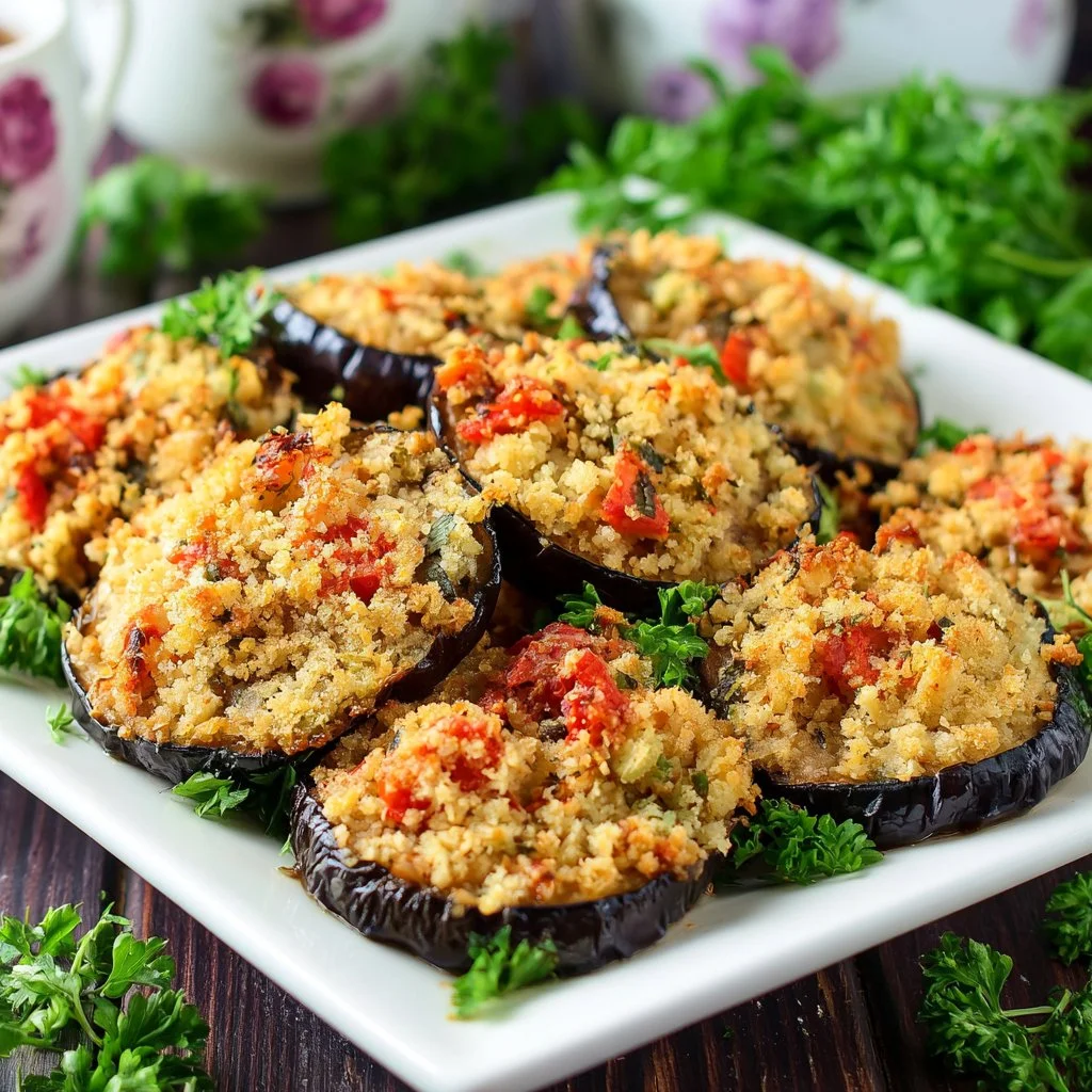 Piatto di Melanzane Gratinate al Forno con formaggio e spezie
