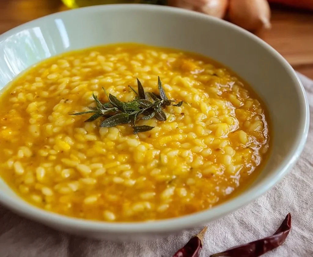 Piatto di Orzotto alla Zucca cremosa pronto da servire