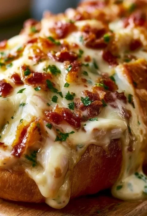 Pane ripieno di pollo, bacon e ranch su un piatto