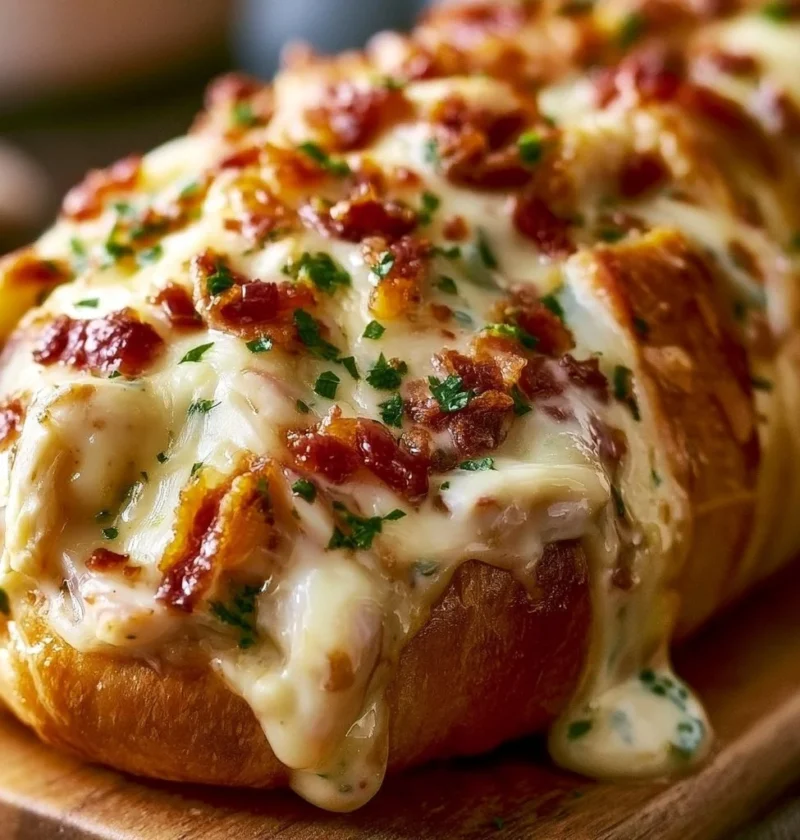 Pane ripieno di pollo, bacon e ranch su un piatto