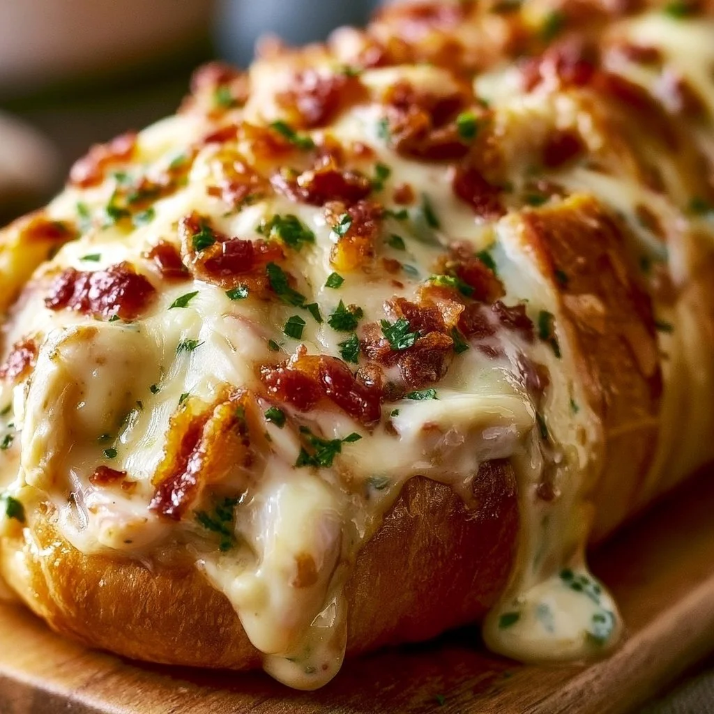 Pane ripieno di pollo, bacon e ranch su un piatto