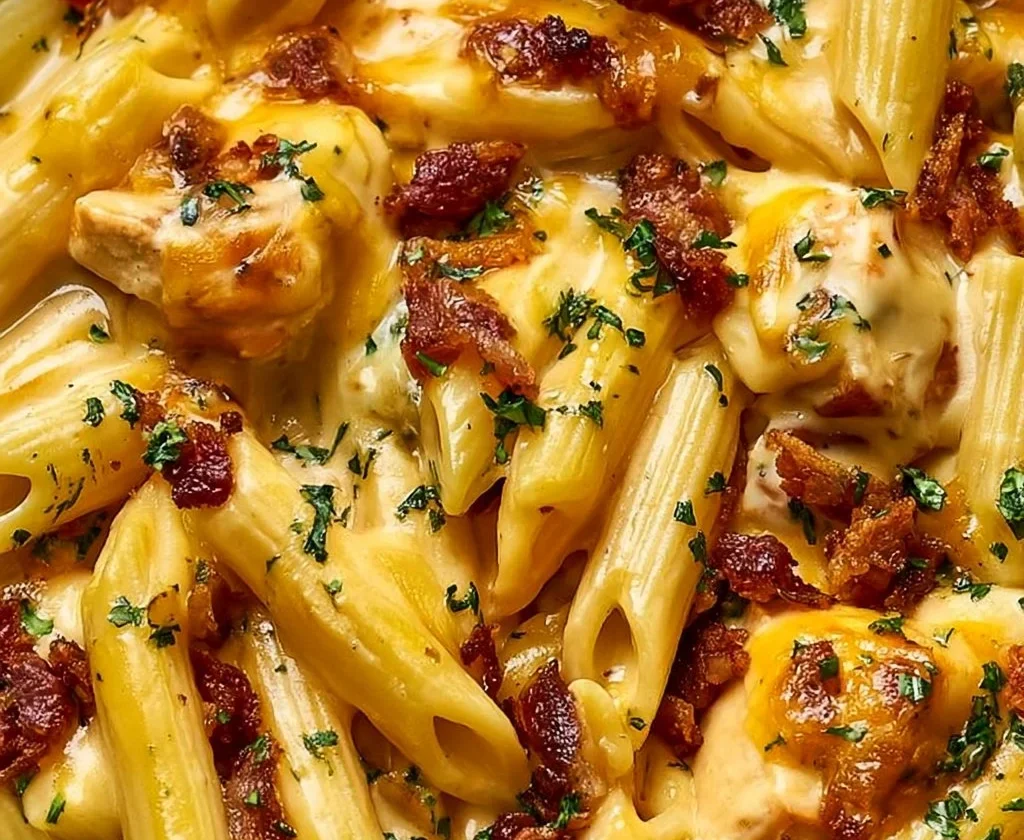 Pasta al Pollo cremosa pronta da asporto in un delizioso piatto