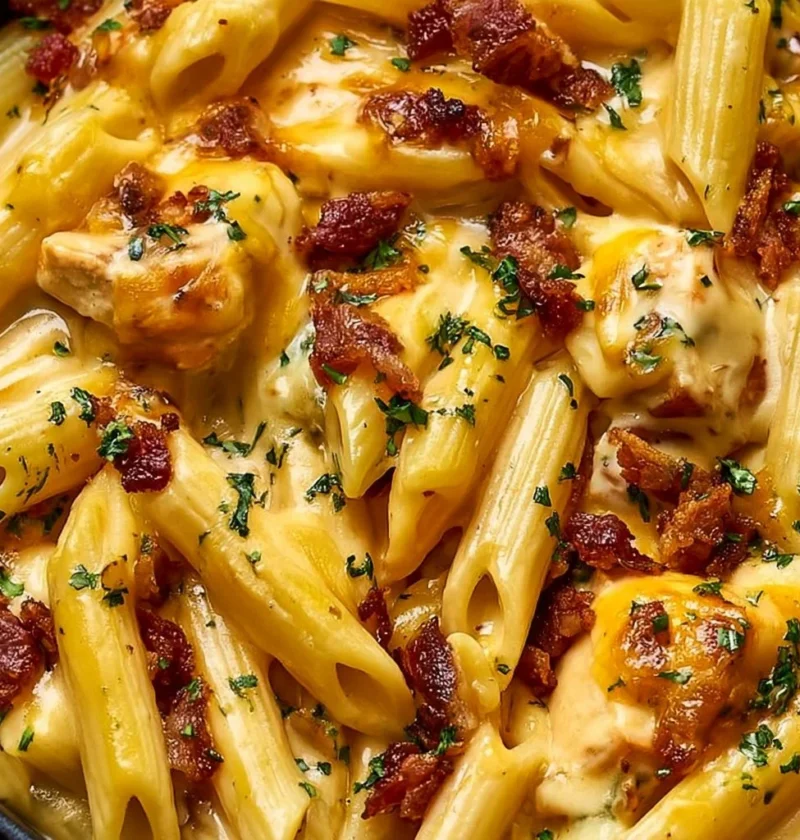 Pasta al Pollo cremosa pronta da asporto in un delizioso piatto