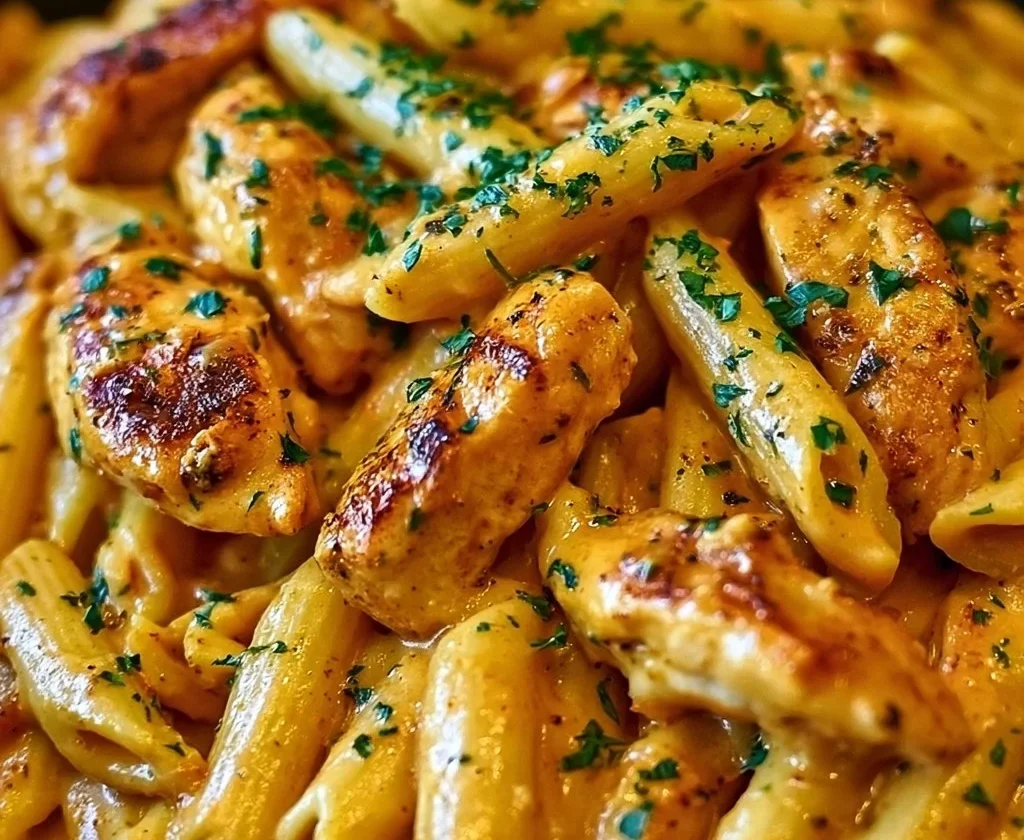 Pasta di pollo Cajun cremosa con ingredienti freschi e saporiti