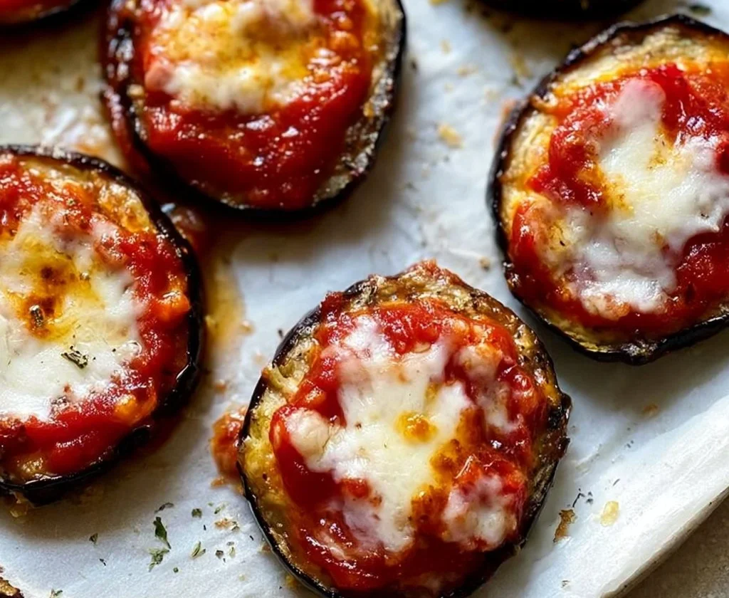 Deliziose pizzette di melanzane leggere e saporite per appetizer