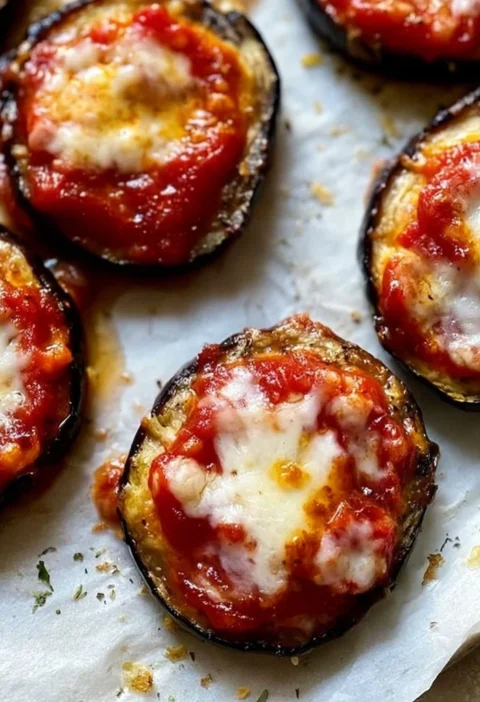 Deliziose pizzette di melanzane leggere e saporite per appetizer