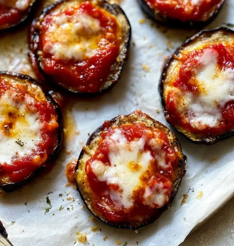 Deliziose pizzette di melanzane leggere e saporite per appetizer