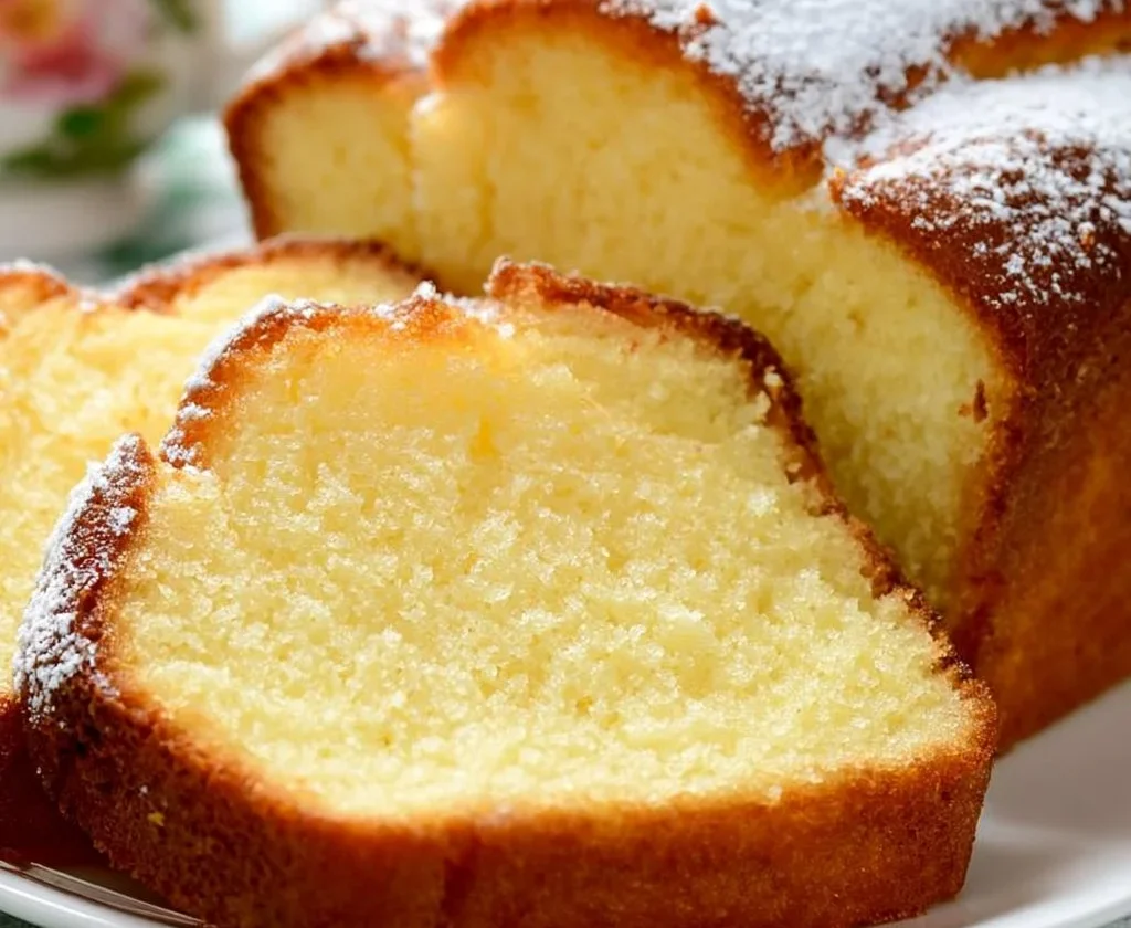 Plumcake con farina di riso e yogurt su un piatto decorativo