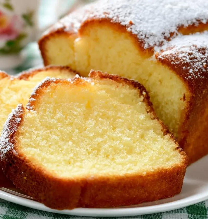 Plumcake con farina di riso e yogurt su un piatto decorativo