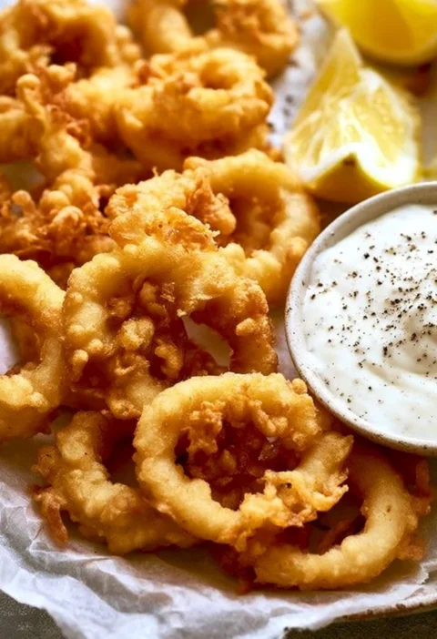 Calamari fritti in pastella tempura croccanti e dorati