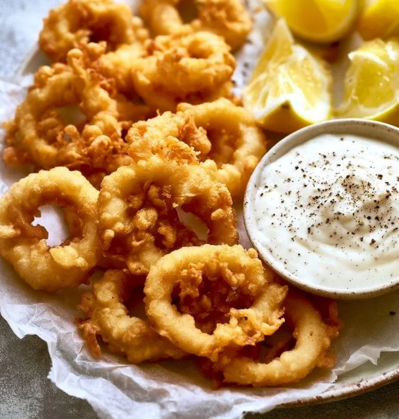 Calamari fritti in pastella tempura croccanti e dorati