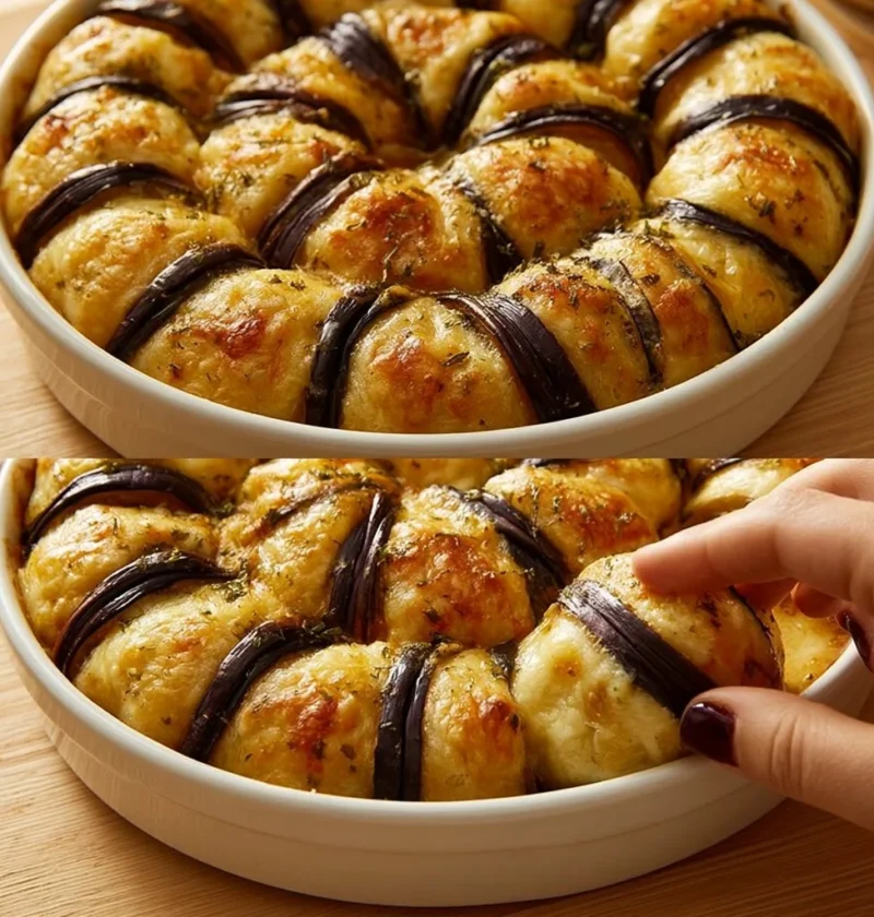 Deliziosi Rotolini di Melanzane ripieni di formaggio e spezie.