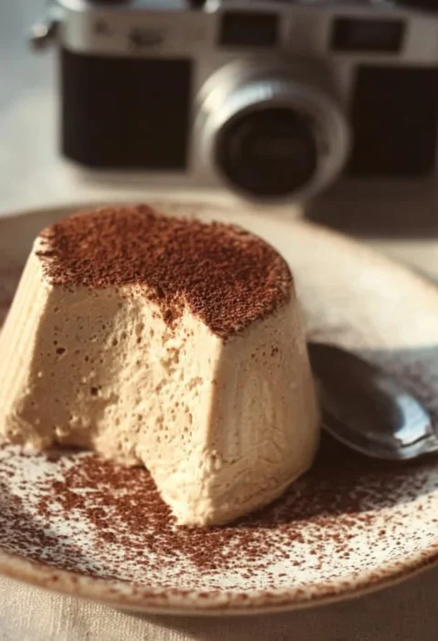 Delizioso semifreddo al caffè facile e vellutato decorato con cacao.