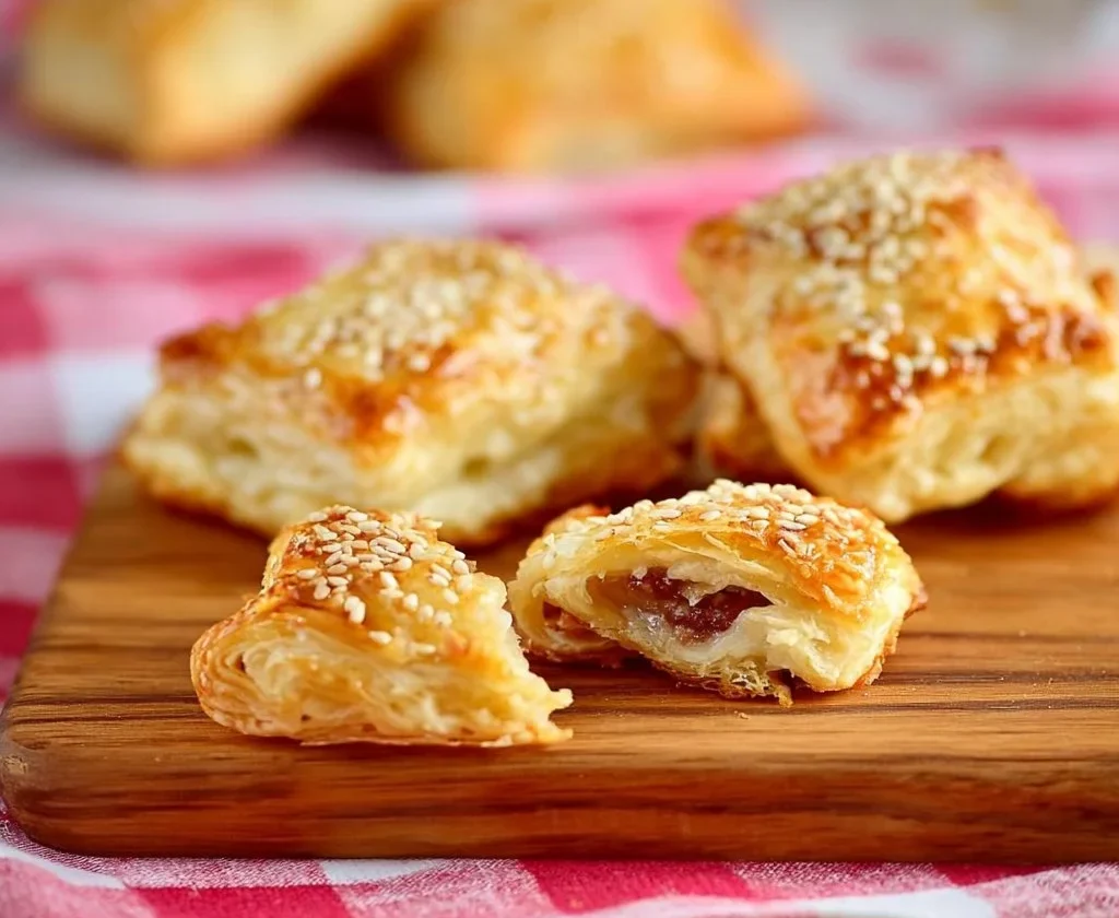 Sfogliatelle salate preparate con pasta sfoglia per antipasti e buffet sano.