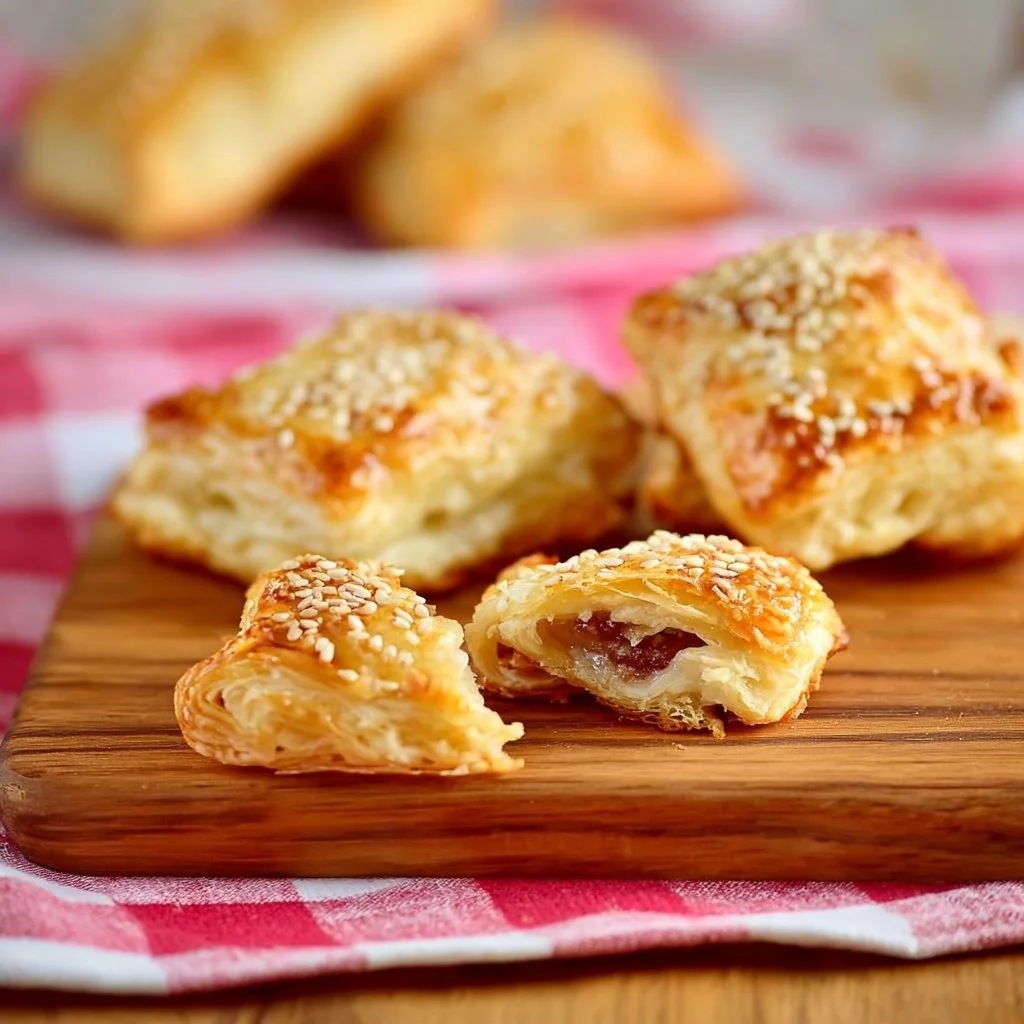 Sfogliatelle salate preparate con pasta sfoglia per antipasti e buffet sano.