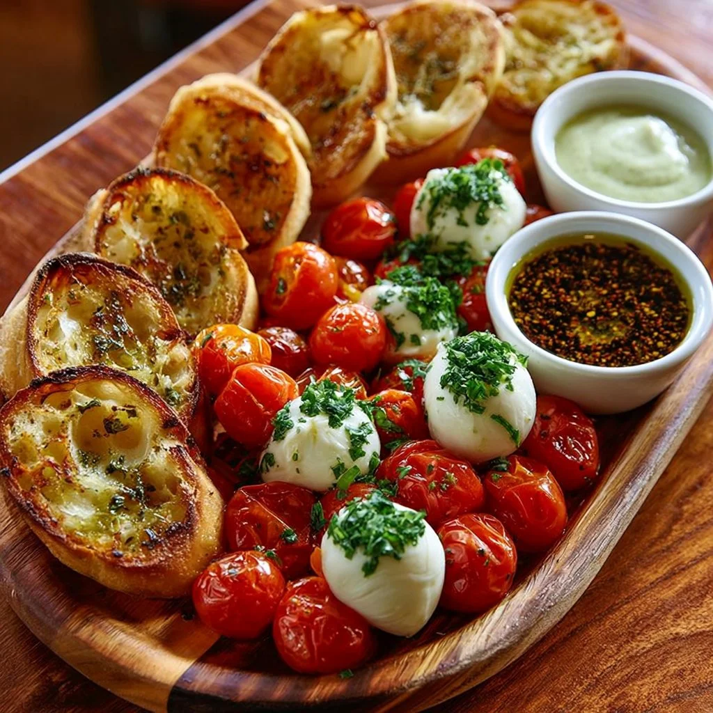 Tavola di Tapas con Mozzarella e Burrata Marinata