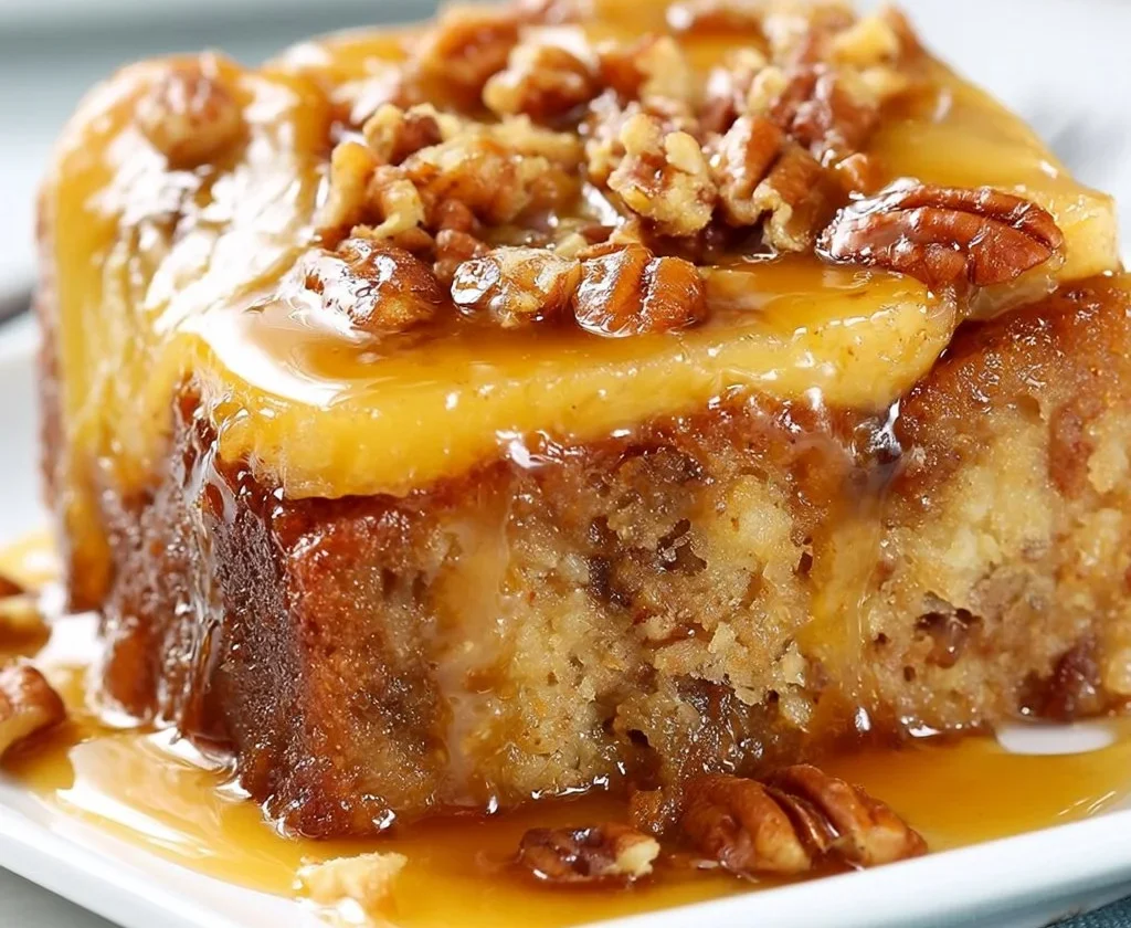 Torta Capovolta alle Banane con caramello in un piatto da dessert