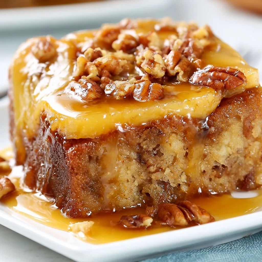 Torta Capovolta alle Banane con caramello in un piatto da dessert