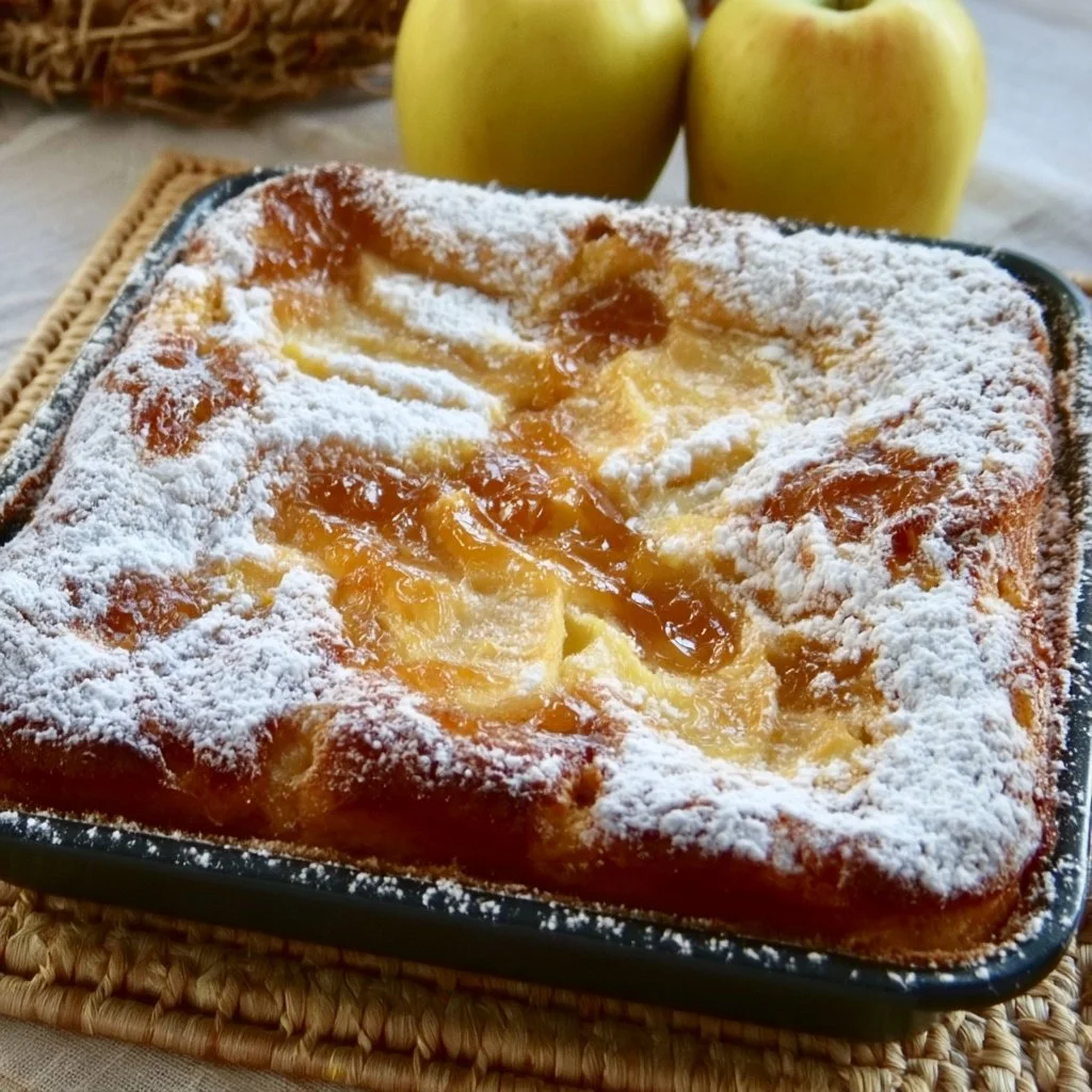 Torta di soli albumi con mele e marmellata su un piatto