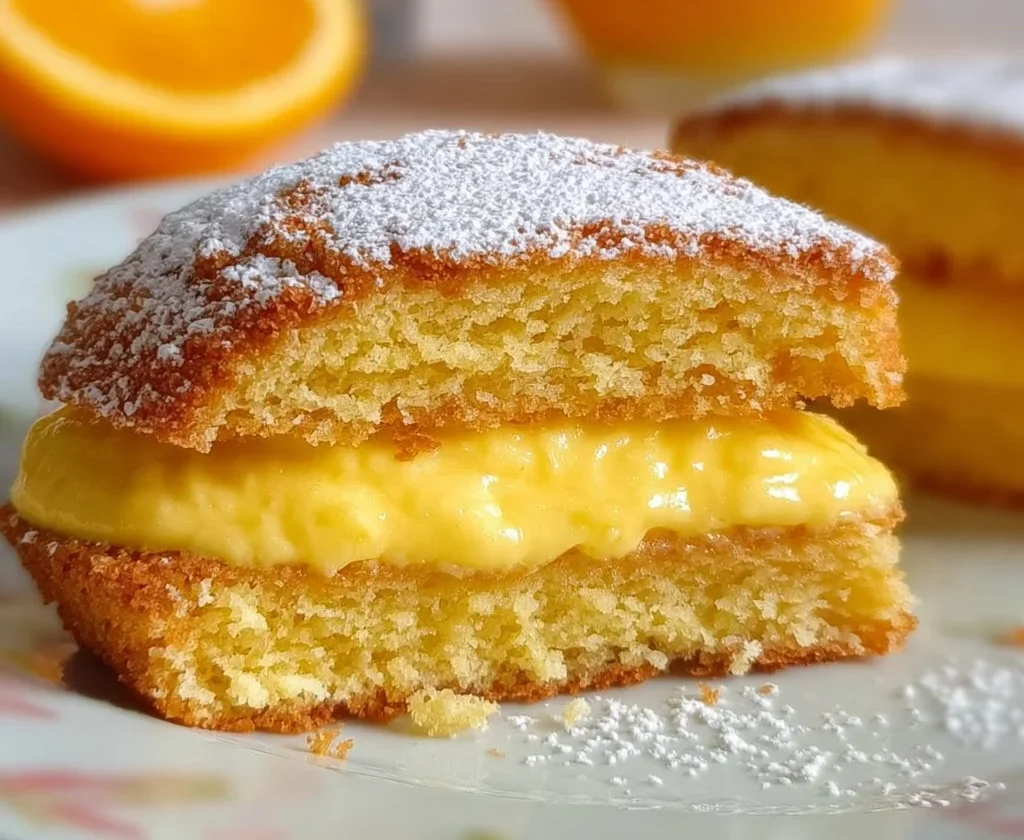 Torta arancia con crema dolce soffice e ripieno succoso