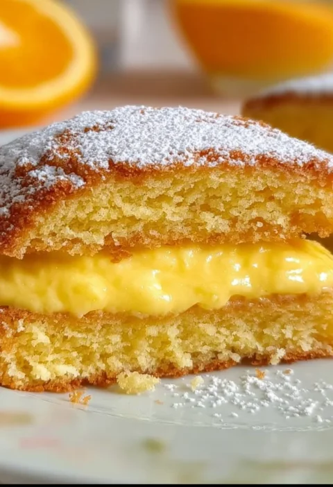 Torta arancia con crema dolce soffice e ripieno succoso