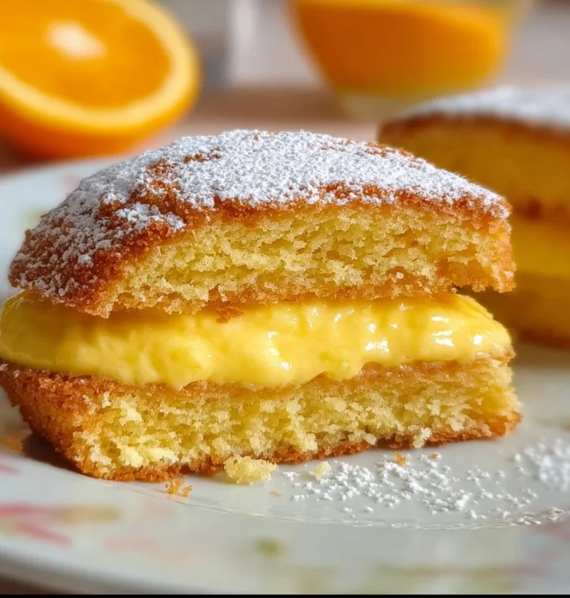 Torta arancia con crema dolce soffice e ripieno succoso