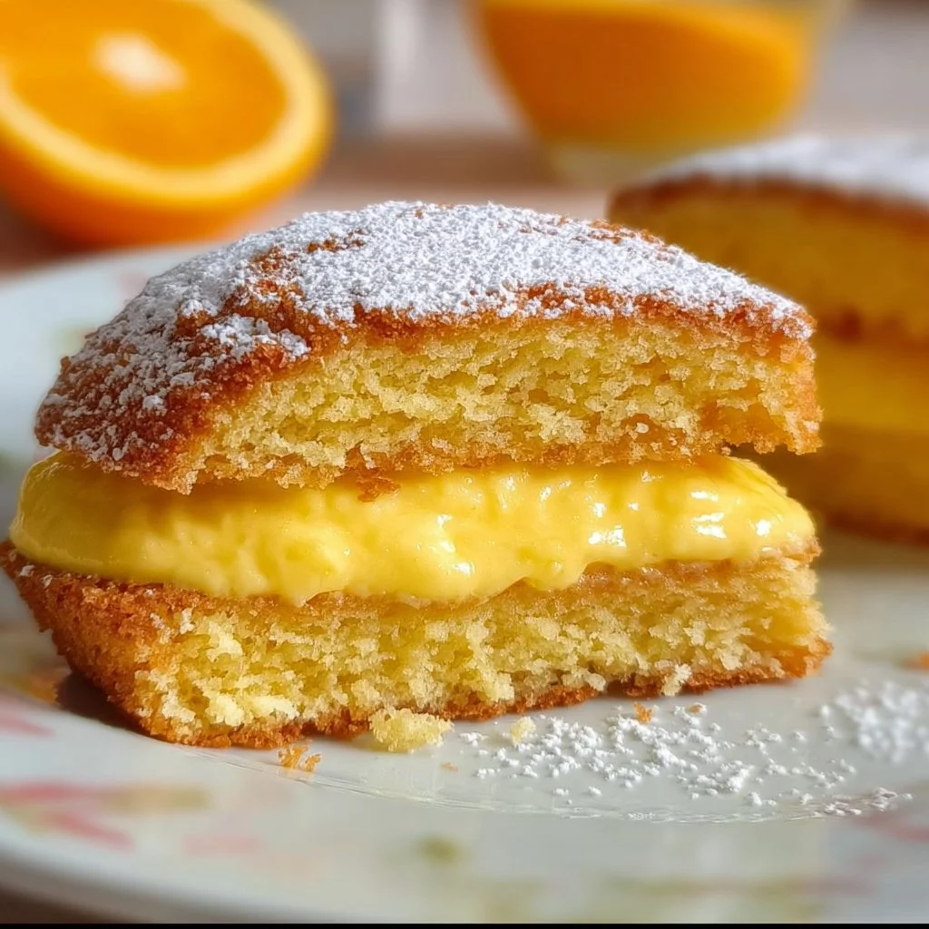 Torta arancia con crema dolce soffice e ripieno succoso