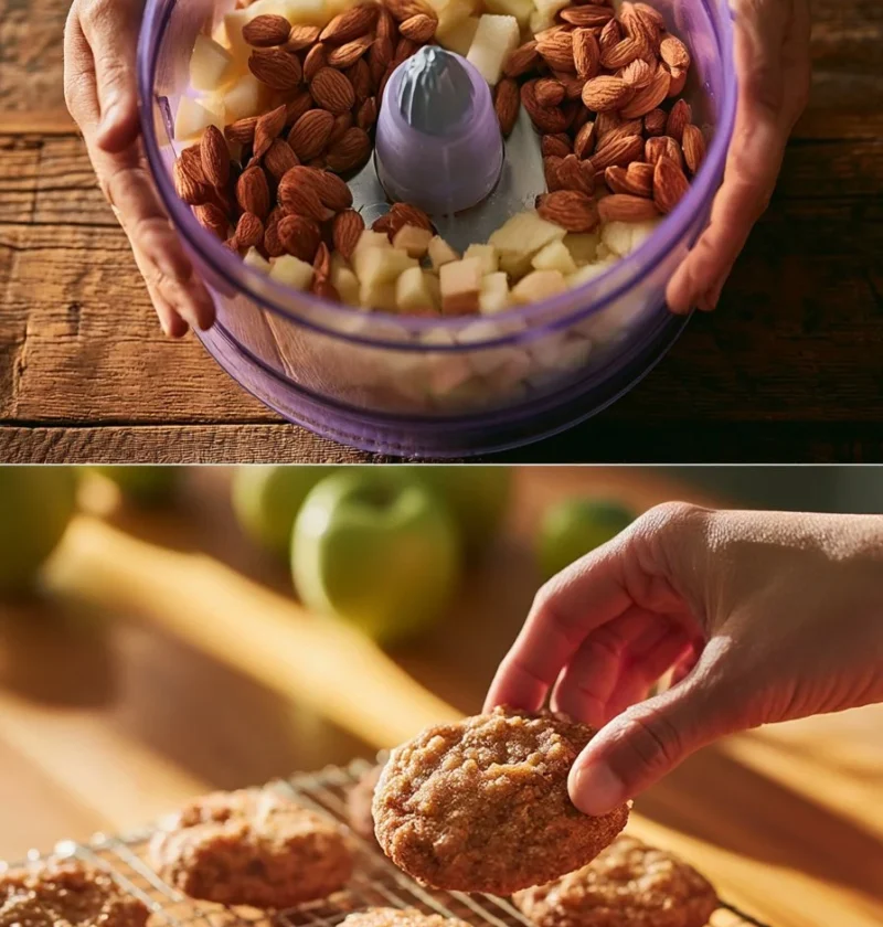 Biscotti con mela e mandorle freschi su un piatto elegante.