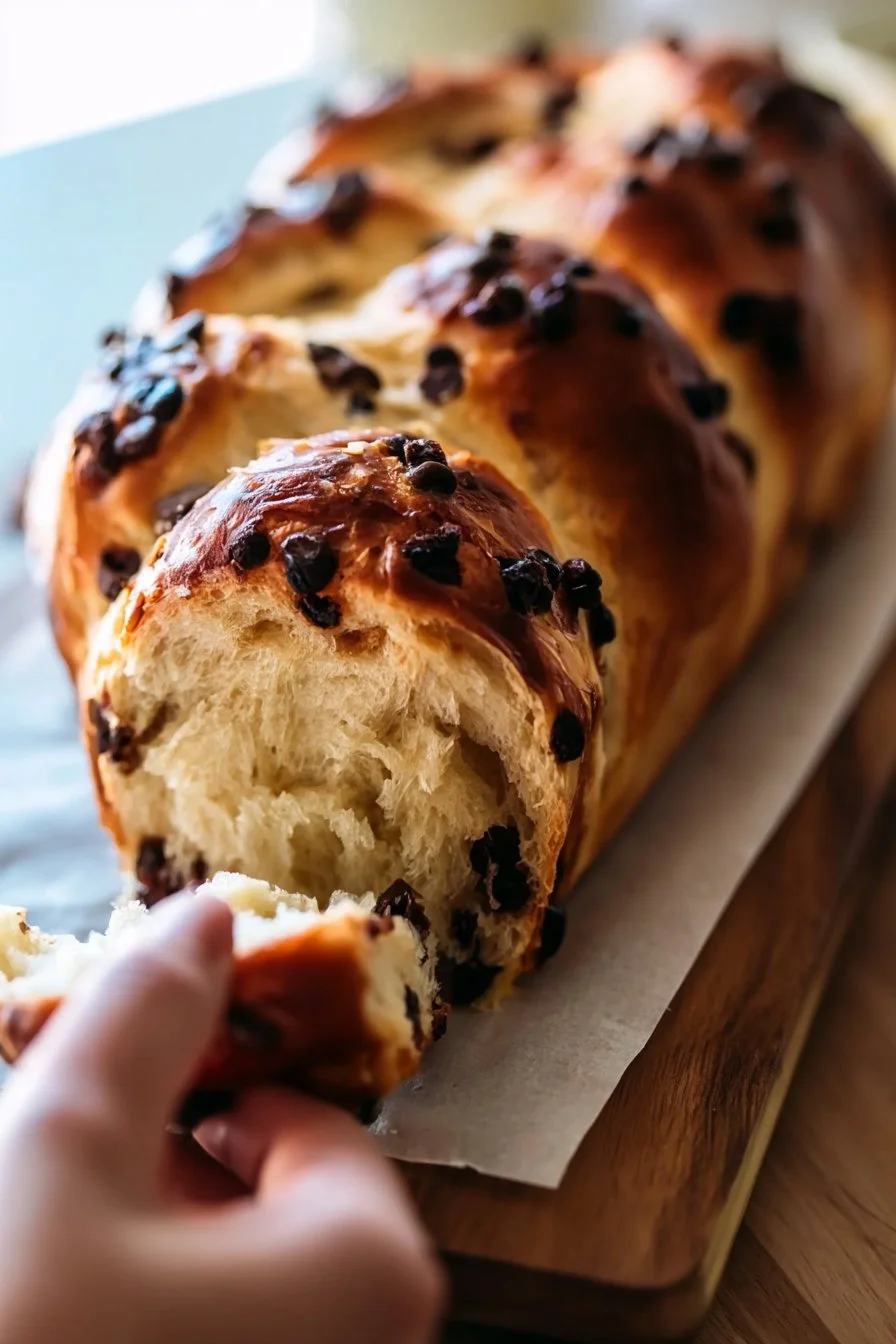 Brioche filante con gocce di cioccolato