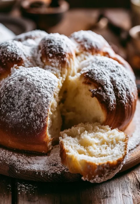 Brioches al latte condensato fresche e soffici su un piatto elegante