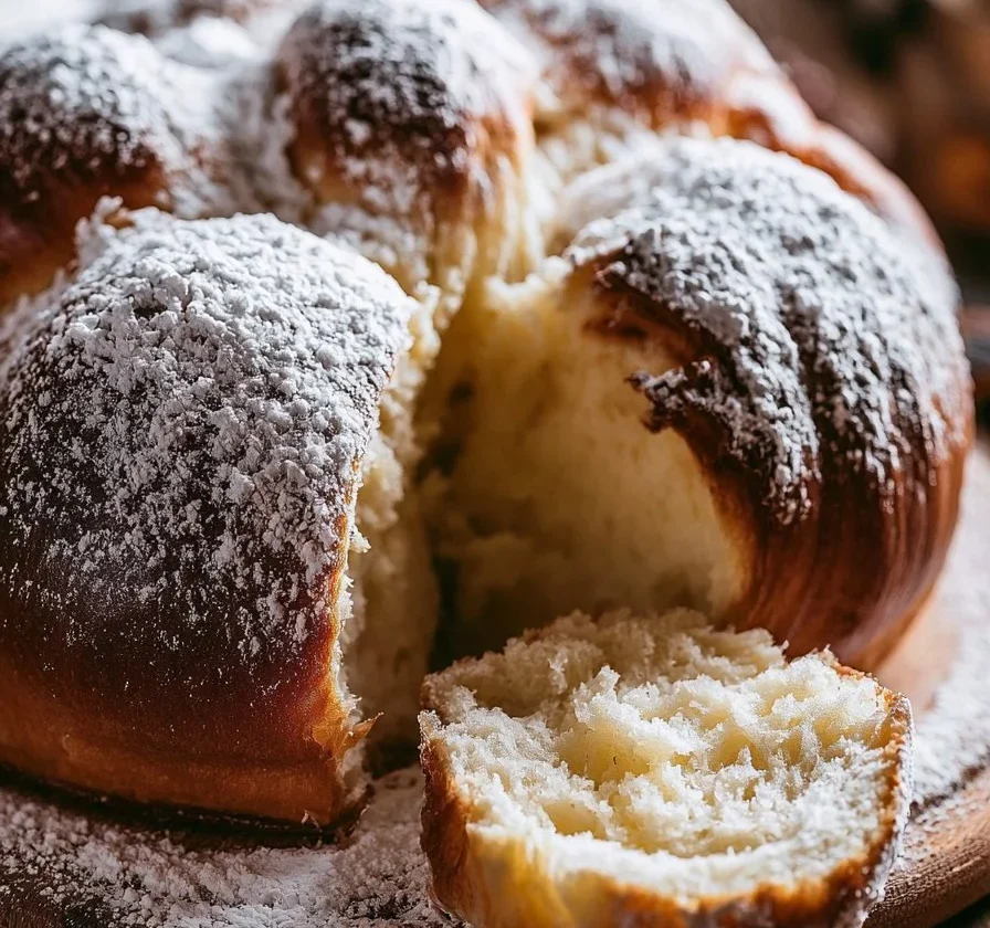 Brioches al latte condensato fresche e soffici su un piatto elegante