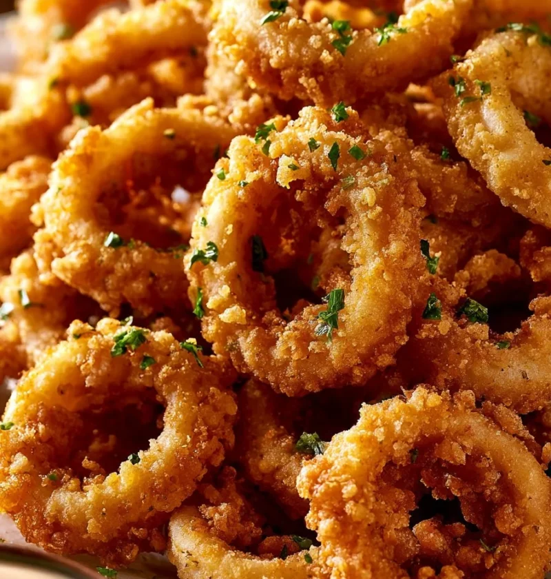 Calamari fritti croccanti serviti con limone e salsa tartara.