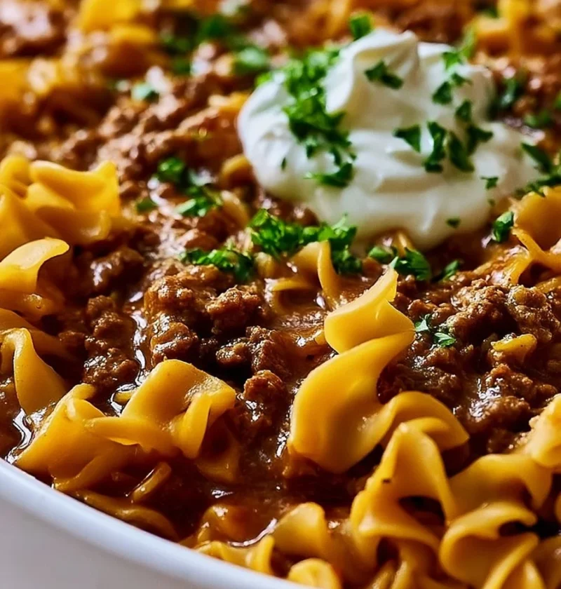 Casseruola di Noodles con Manzo, piatto appetitoso e ricco di sapore
