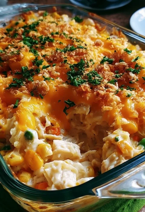 Casseruola di pollo da un milione di dollari con ingredienti freschi e appetitosi