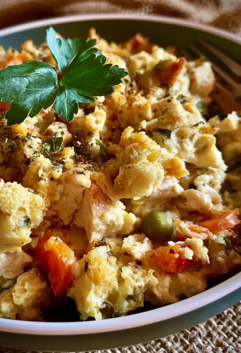 Casseruola di pollo e ripieno facile con ingredienti freschi