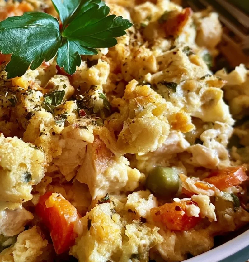 Casseruola di pollo e ripieno facile con ingredienti freschi
