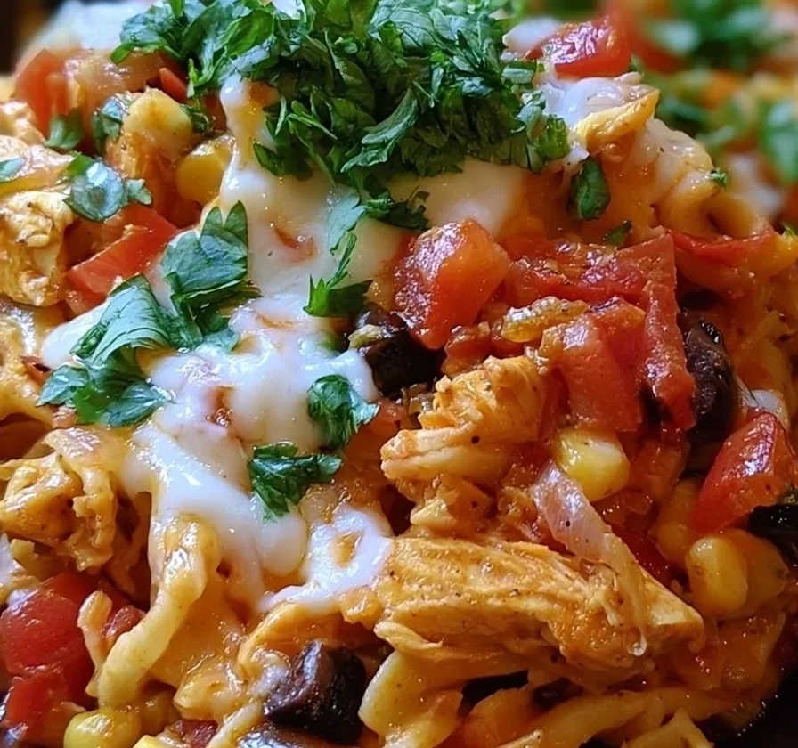 Casseruola di pollo fajita con verdure colorate e spezie aromatiche