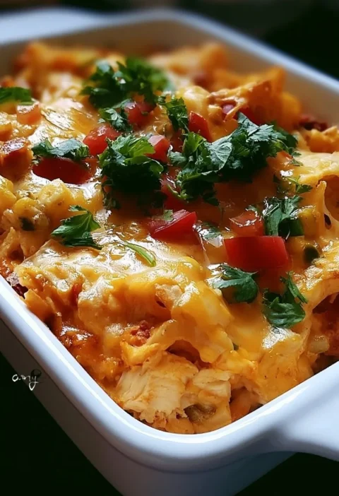 Casseruola di Pollo King Ranch, un'irresistibile ricetta ricca di sapore.