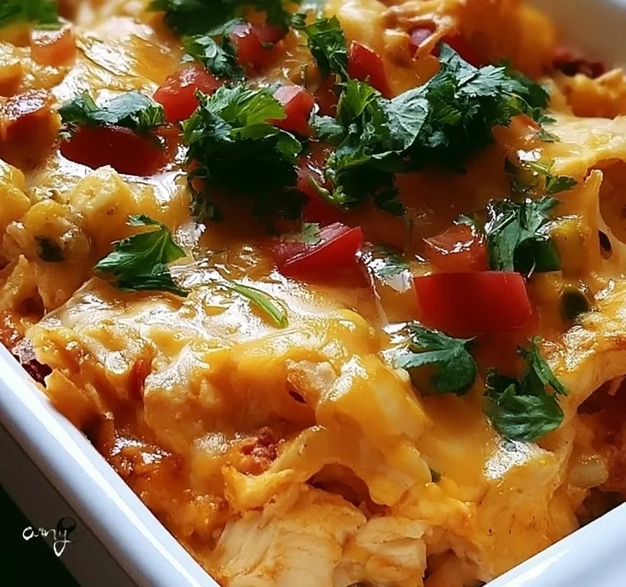 Casseruola di Pollo King Ranch, un'irresistibile ricetta ricca di sapore.
