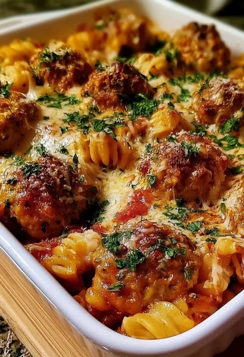 Casseruola di polpette pronta per essere servita