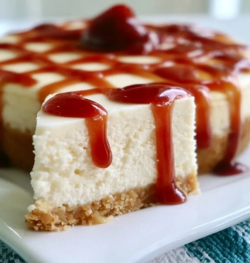 Una deliziosa cheesecake decorata con frutti di bosco e panna montata.
