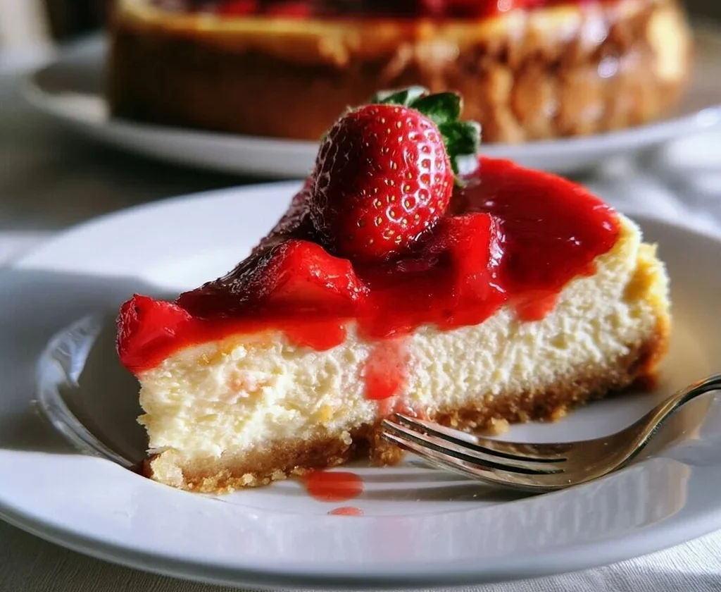 Cheesecake Cotta al Forno con fragole fresche decorativa