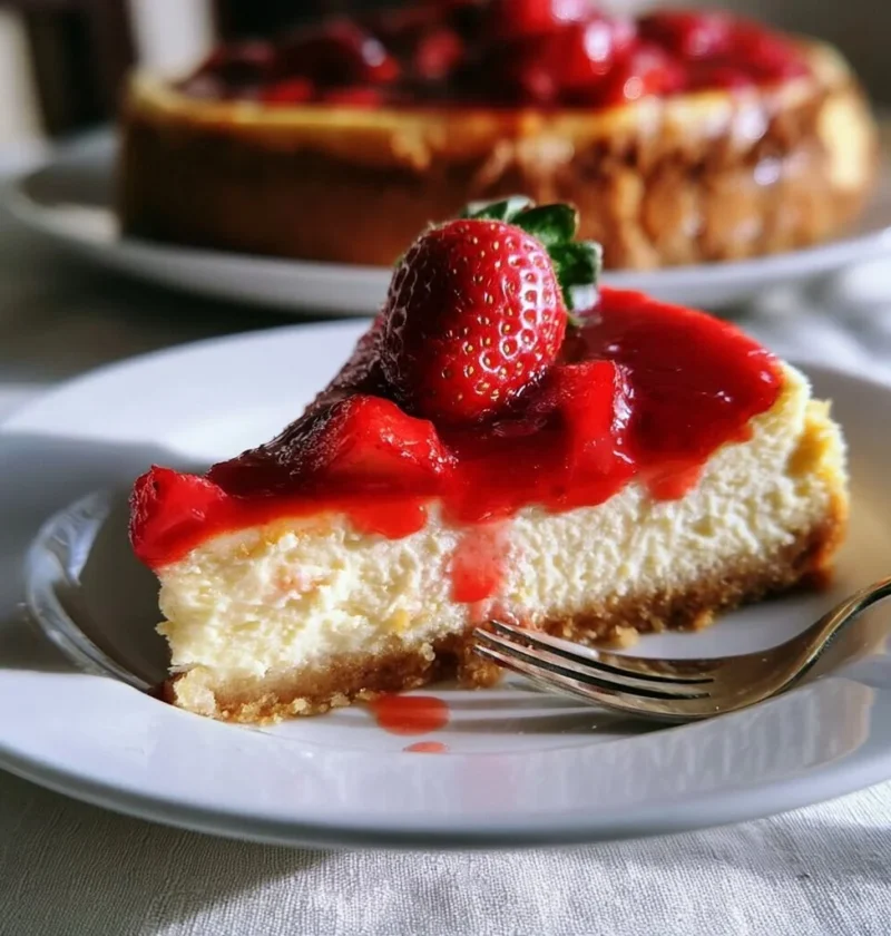 Cheesecake Cotta al Forno con fragole fresche decorativa