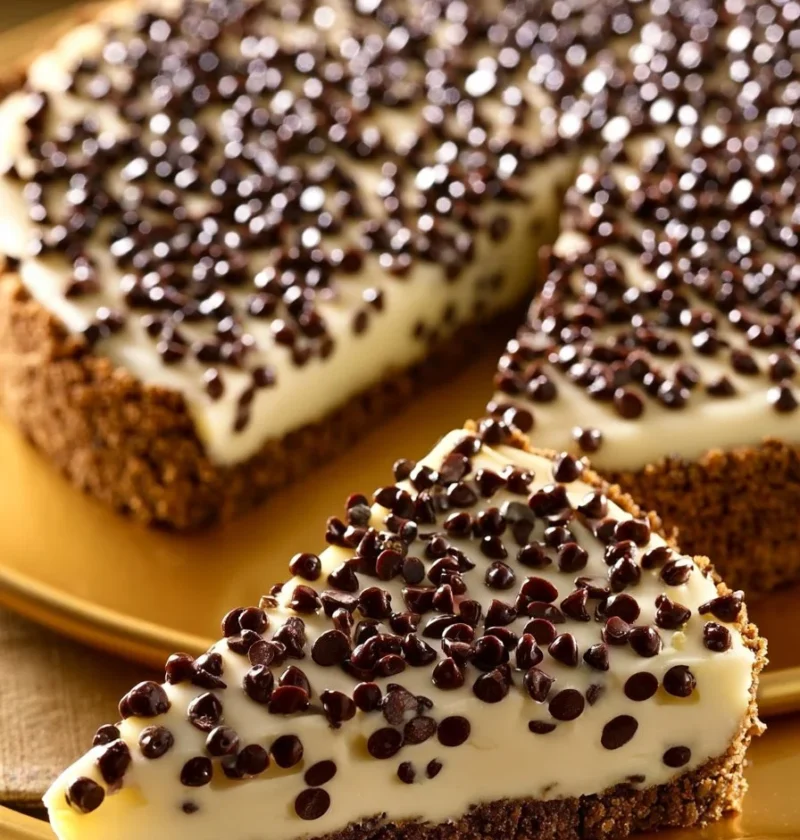 Cheesecake Stracciatella con Mascarpone e gocce di cioccolato su piatto