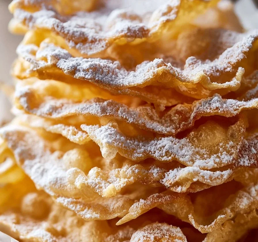 Chiacchiere di Carnevale croccanti e dolci su un tavolo festivo