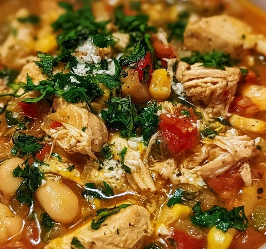 Chili di pollo bianco mediterraneo cotto in Crockpot