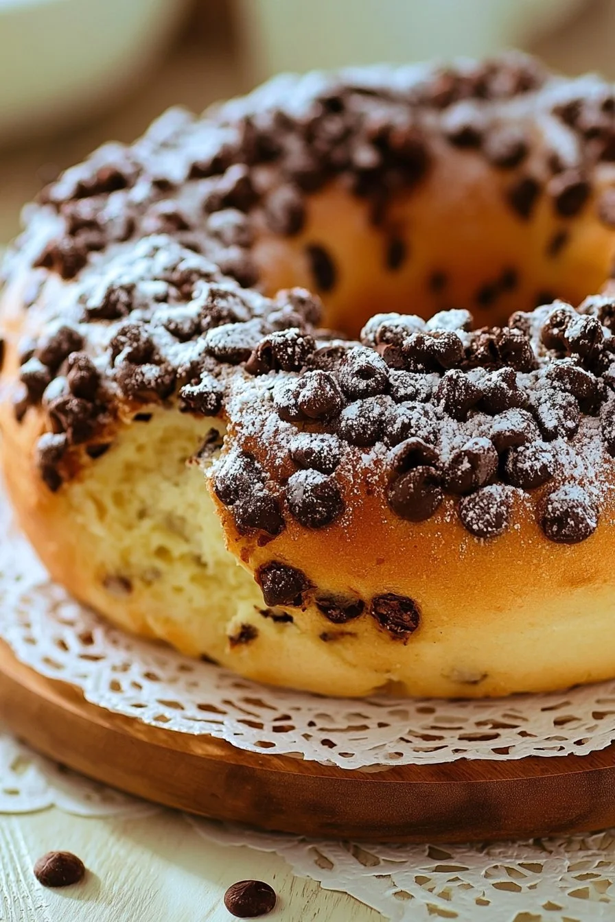 Ciambella per colazione con gocce di cioccolato